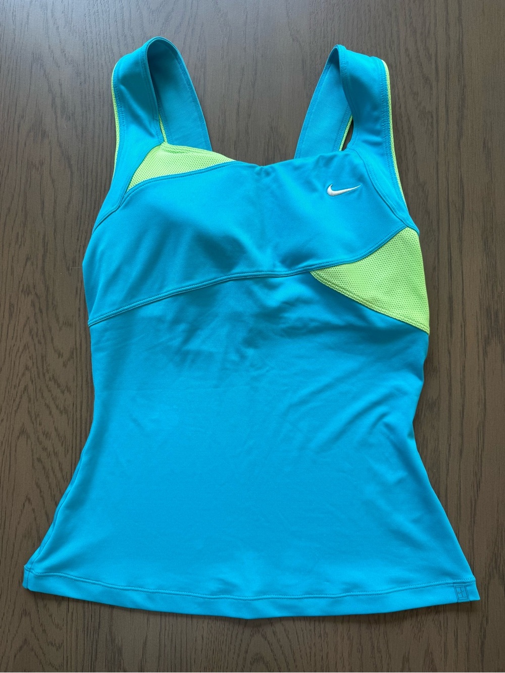 Nike Women's Turquoise Dri-FIT Tennis Tank with Lime Accent (Size S)